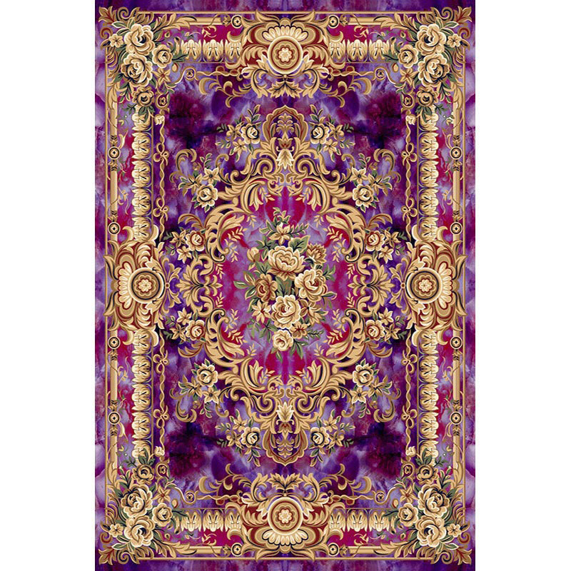 Multi-Color Vintage Rug Synthetics Geometric Area Carpet Non-Slip Backing Easy Care Indoor Rug for Parlor Purple Clearhalo 'Area Rug' 'Rugs' 'Vintage' Rug' 2242599