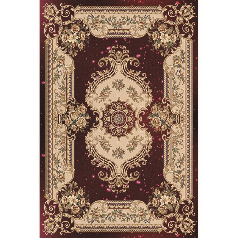 Multi-Color Vintage Rug Synthetics Geometric Area Carpet Non-Slip Backing Easy Care Indoor Rug for Parlor Dark Red Clearhalo 'Area Rug' 'Rugs' 'Vintage' Rug' 2242601