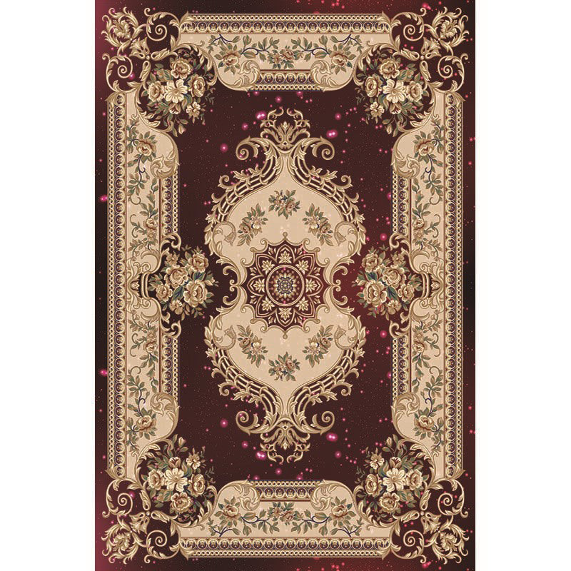 Multi-Color Vintage Rug Synthetics Geometric Area Carpet Non-Slip Backing Easy Care Indoor Rug for Parlor Dark Red Clearhalo 'Area Rug' 'Rugs' 'Vintage' Rug' 2242601