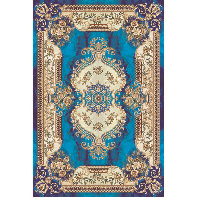 Multi-Color Vintage Rug Synthetics Geometric Area Carpet Non-Slip Backing Easy Care Indoor Rug for Parlor Blue Clearhalo 'Area Rug' 'Rugs' 'Vintage' Rug' 2242602