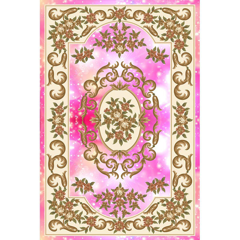 Multi-Color Vintage Rug Synthetics Geometric Area Carpet Non-Slip Backing Easy Care Indoor Rug for Parlor Pink Clearhalo 'Area Rug' 'Rugs' 'Vintage' Rug' 2242605