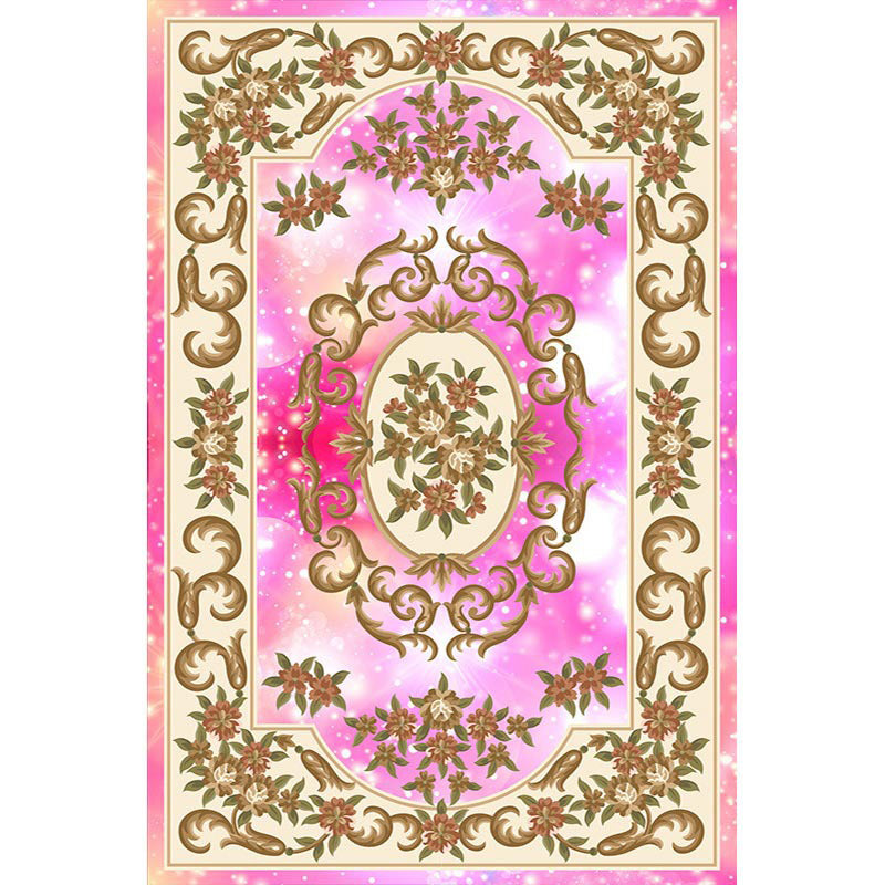 Multi-Color Vintage Rug Synthetics Geometric Area Carpet Non-Slip Backing Easy Care Indoor Rug for Parlor Pink Clearhalo 'Area Rug' 'Rugs' 'Vintage' Rug' 2242605