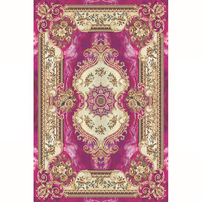 Multi-Color Vintage Rug Synthetics Geometric Area Carpet Non-Slip Backing Easy Care Indoor Rug for Parlor Rose Red Clearhalo 'Area Rug' 'Rugs' 'Vintage' Rug' 2242607