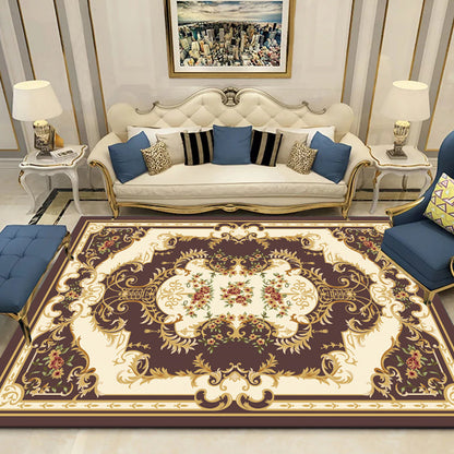 Western Floral Printed Rug Multi Colored Polyster Area Rug Pet Friendly Non-Slip Carpet for Living Room Brown Clearhalo 'Area Rug' 'Rugs' 'Vintage' Rug' 2242635