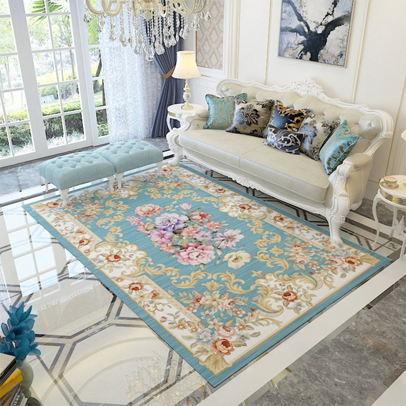 Multi-Color Floral Pattern Rug Polypropylene Retro Indoor Rug Non-Slip Backing Machine Washable Rug for Parlor Clearhalo 'Area Rug' 'Rugs' 'Vintage' Rug' 2242636