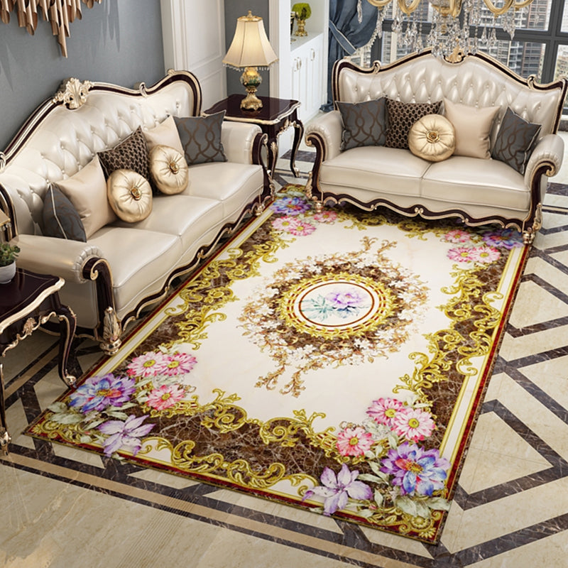Multi-Color Floral Pattern Rug Polypropylene Retro Indoor Rug Non-Slip Backing Machine Washable Rug for Parlor Coffee Clearhalo 'Area Rug' 'Rugs' 'Vintage' Rug' 2242644