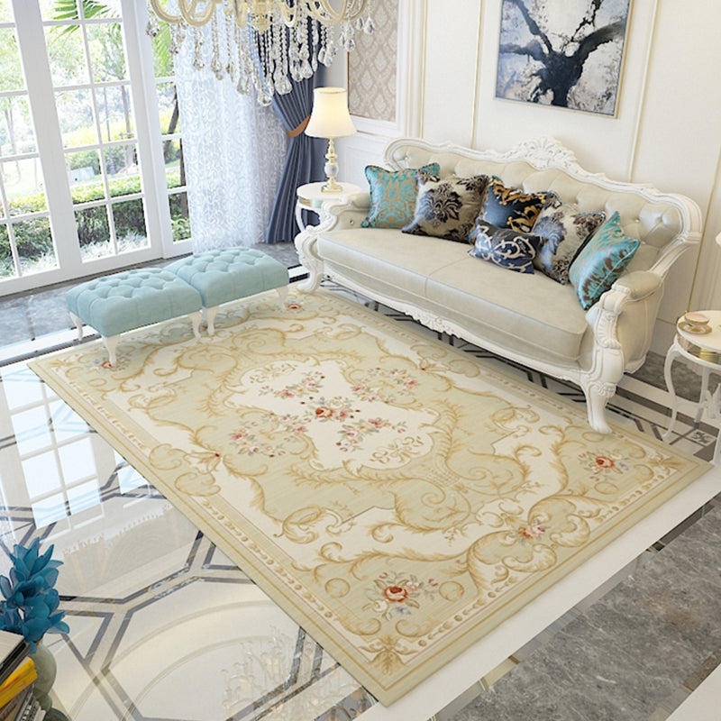 Multi-Color Floral Pattern Rug Polypropylene Retro Indoor Rug Non-Slip Backing Machine Washable Rug for Parlor Beige Clearhalo 'Area Rug' 'Rugs' 'Vintage' Rug' 2242649