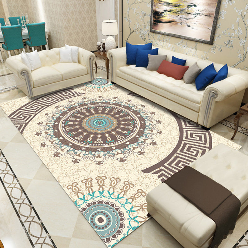 Native American Parlor Rug Multi-Color Geometric Pattern Indoor Rug Polyster Pet Friendly Washable Carpet Brown Clearhalo 'Area Rug' 'Rugs' 'Vintage' Rug' 2242652