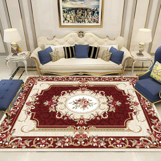 Olden Floral Patterned Rug Multi Color Synthetics Area Rug Non-Slip Backing Pet Friendly Carpet for Parlor Brick Red Clearhalo 'Area Rug' 'Rugs' 'Vintage' Rug' 2242669