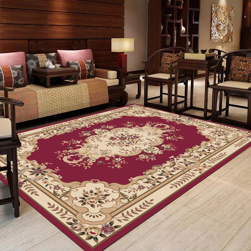 Olden Floral Patterned Rug Multi Color Synthetics Area Rug Non-Slip Backing Pet Friendly Carpet for Parlor Purple-Red Clearhalo 'Area Rug' 'Rugs' 'Vintage' Rug' 2242674