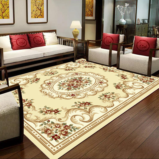 Olden Floral Patterned Rug Multi Color Synthetics Area Rug Non-Slip Backing Pet Friendly Carpet for Parlor Beige Clearhalo 'Area Rug' 'Rugs' 'Vintage' Rug' 2242675