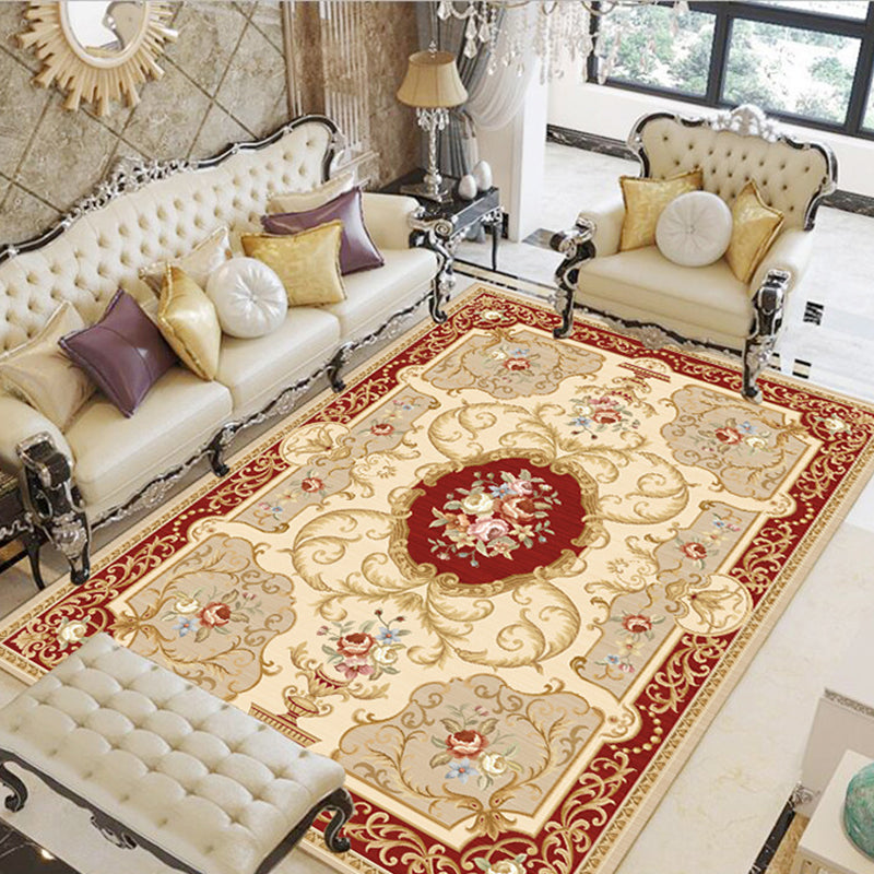 Olden Floral Patterned Rug Multi Color Synthetics Area Rug Non-Slip Backing Pet Friendly Carpet for Parlor Orange Red Clearhalo 'Area Rug' 'Rugs' 'Vintage' Rug' 2242676