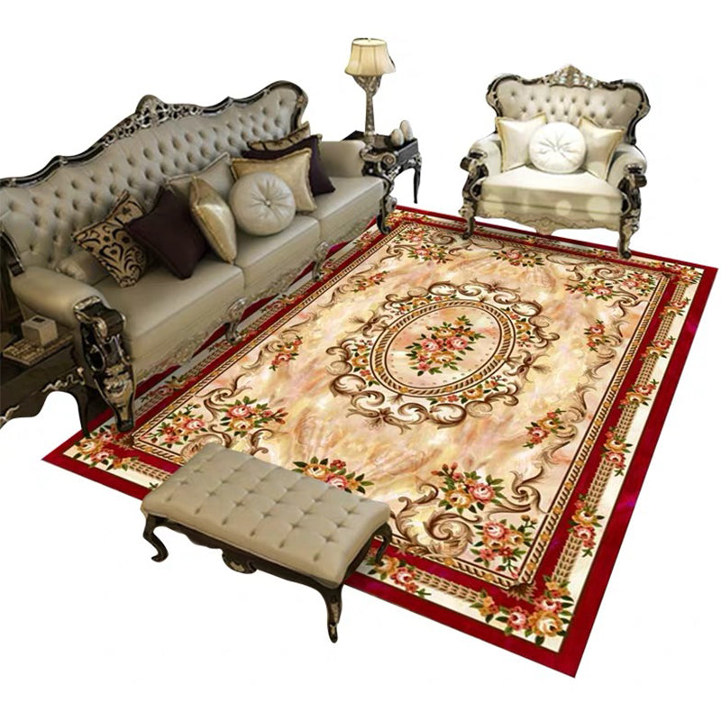 Multi Colored Retro Rug Polypropylene Floral Pattern Area Carpet Anti-Slip Backing Washable Easy Care Rug for Decor Clearhalo 'Area Rug' 'Rugs' 'Vintage' Rug' 2242699