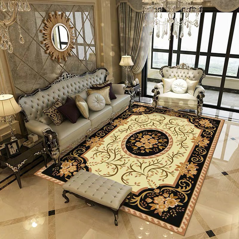 Multi Colored Retro Rug Polypropylene Floral Pattern Area Carpet Anti-Slip Backing Washable Easy Care Rug for Decor Dark Brown Clearhalo 'Area Rug' 'Rugs' 'Vintage' Rug' 2242705