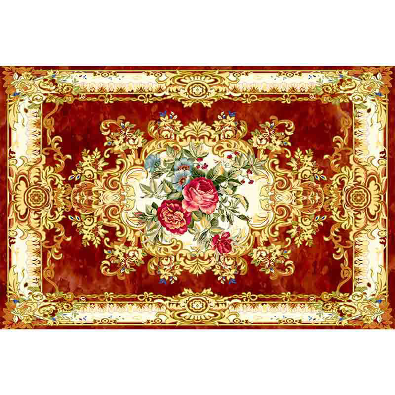 Multi-Colored Living Room Rug Americana Floral Pattern Carpet Synthetics Easy Care Non-Slip Rug Clearhalo 'Area Rug' 'Rugs' 'Vintage' Rug' 2242713