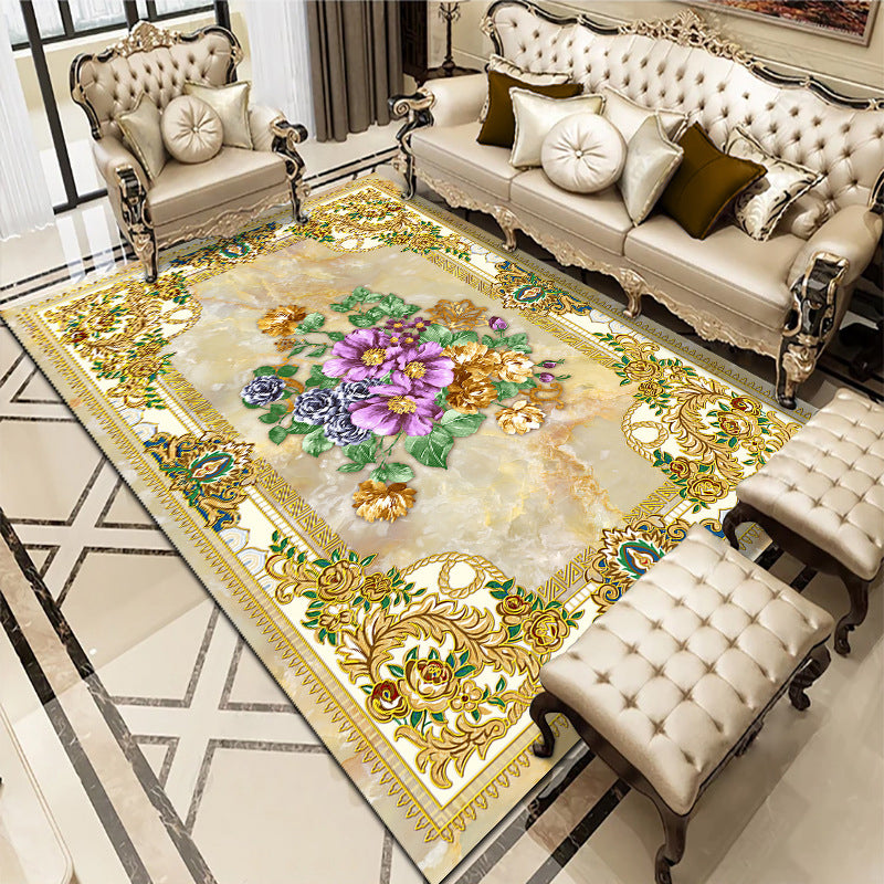Multi-Colored Living Room Rug Americana Floral Pattern Carpet Synthetics Easy Care Non-Slip Rug Yellow Clearhalo 'Area Rug' 'Rugs' 'Vintage' Rug' 2242718