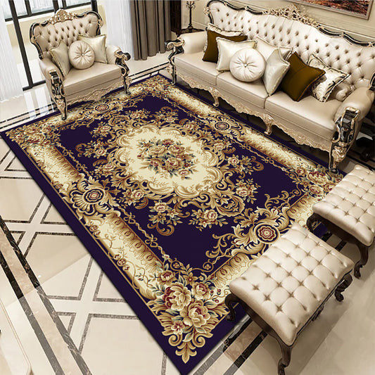 Multi-Colored Living Room Rug Americana Floral Pattern Carpet Synthetics Easy Care Non-Slip Rug Dark Coffee Clearhalo 'Area Rug' 'Rugs' 'Vintage' Rug' 2242719
