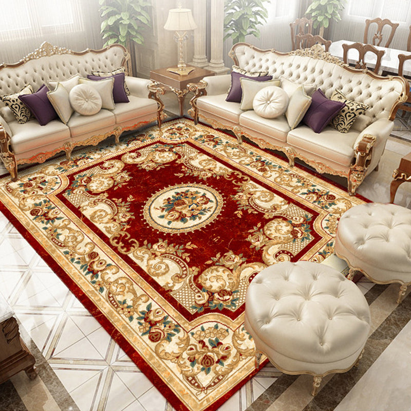 Shabby Chic Floral Print Rug Multi-Color Polyster Area Rug Anti-Slip Pet Friendly Carpet for Living Room Clearhalo 'Area Rug' 'Rugs' 'Vintage' Rug' 2242725
