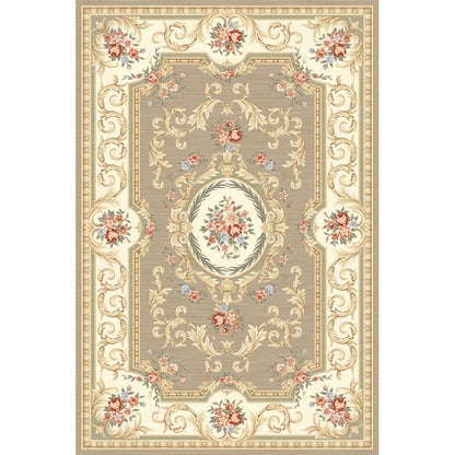 Shabby Chic Floral Print Rug Multi-Color Polyster Area Rug Anti-Slip Pet Friendly Carpet for Living Room Khaki Clearhalo 'Area Rug' 'Rugs' 'Vintage' Rug' 2242728