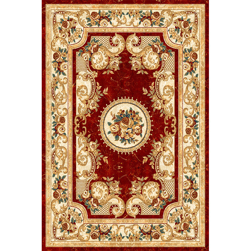 Shabby Chic Floral Print Rug Multi-Color Polyster Area Rug Anti-Slip Pet Friendly Carpet for Living Room Red Clearhalo 'Area Rug' 'Rugs' 'Vintage' Rug' 2242729