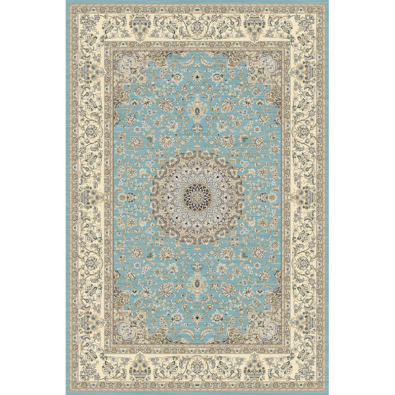 Shabby Chic Floral Print Rug Multi-Color Polyster Area Rug Anti-Slip Pet Friendly Carpet for Living Room Blue-Green Clearhalo 'Area Rug' 'Rugs' 'Vintage' Rug' 2242730