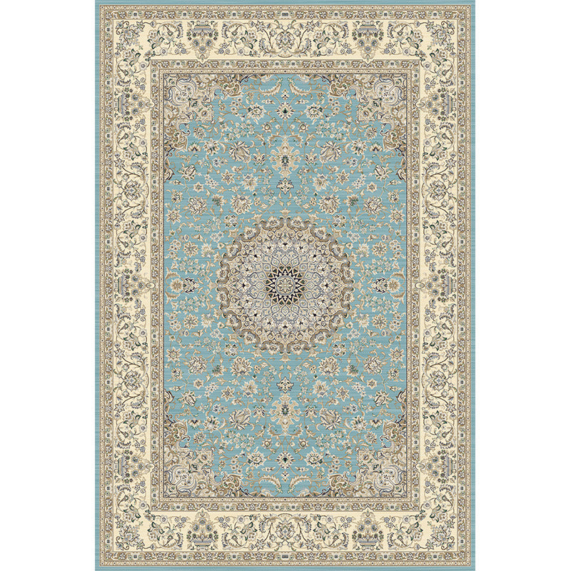 Shabby Chic Floral Print Rug Multi-Color Polyster Area Rug Anti-Slip Pet Friendly Carpet for Living Room Blue-Green Clearhalo 'Area Rug' 'Rugs' 'Vintage' Rug' 2242730