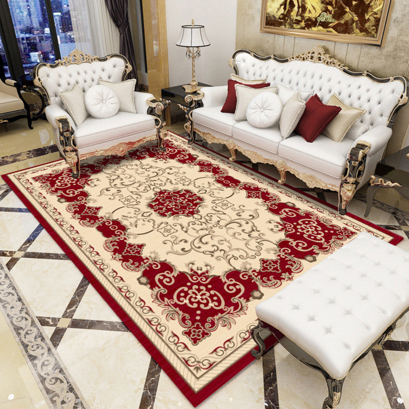 Retro Flower Print Rug Multi Color Synthetics Indoor Rug Easy Care Pet Friendly Carpet for Room Red Clearhalo 'Area Rug' 'Rugs' 'Vintage' Rug' 2242760
