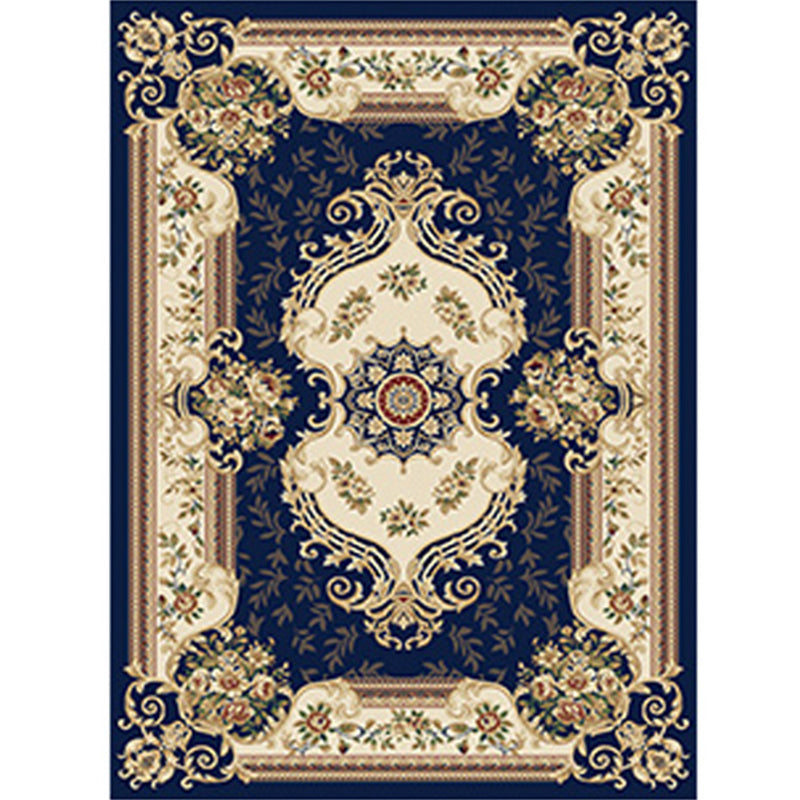 Multi Colored Western Rug Polyster Floral Printed Indoor Rug Pet Friendly Easy Care Washable Carpet for Bedroom Dark Blue Clearhalo 'Area Rug' 'Rugs' 'Vintage' Rug' 2242770
