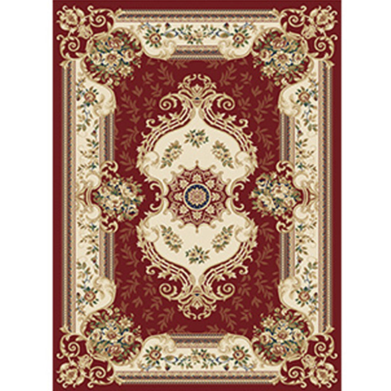 Multi Colored Western Rug Polyster Floral Printed Indoor Rug Pet Friendly Easy Care Washable Carpet for Bedroom Dark Red Clearhalo 'Area Rug' 'Rugs' 'Vintage' Rug' 2242772