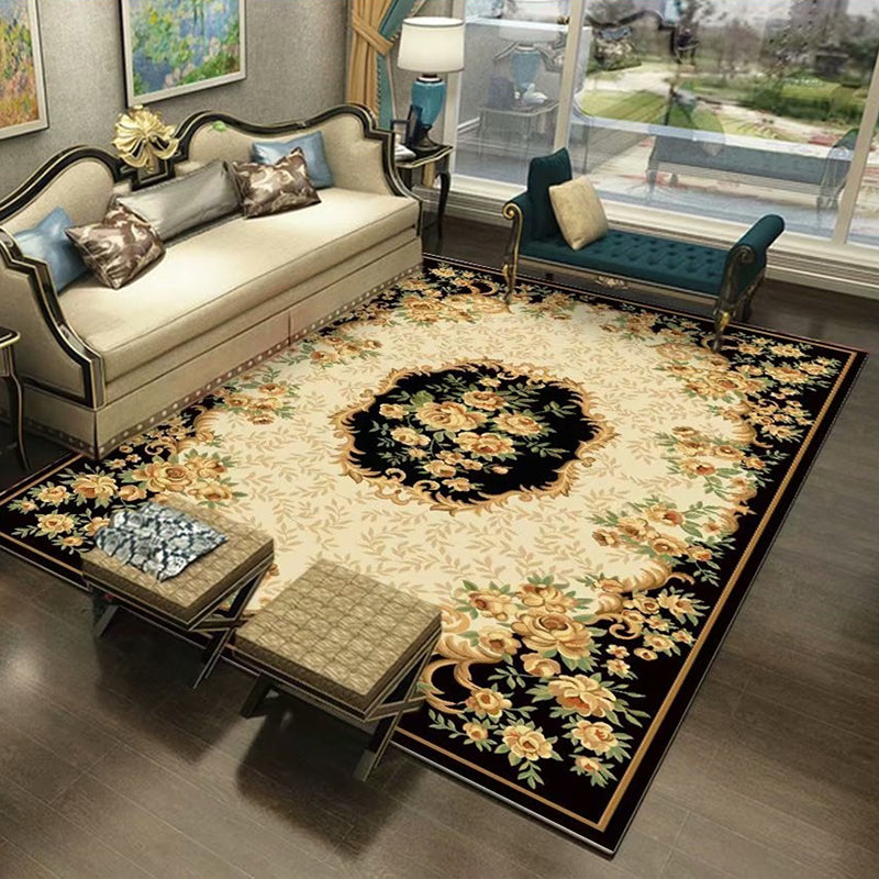 Southwestern Living Room Rug Multi Colored Floral Printed Area Carpet Polyster Non-Slip Backing Easy Care Rug Clearhalo 'Area Rug' 'Rugs' 'Vintage' Rug' 2242778