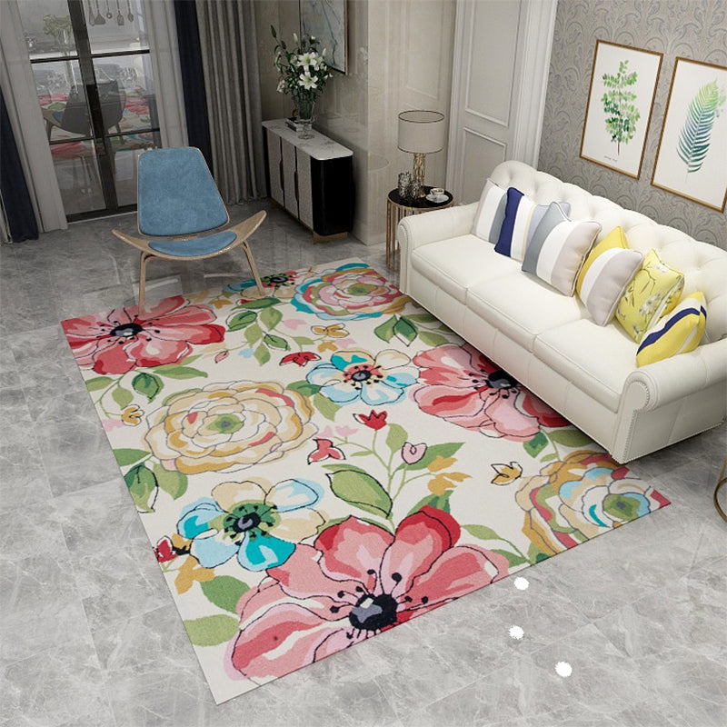 Americana Floral Pattern Rug Multicolor Polypropylene Area Carpet Pet Friendly Machine Washable Indoor Rug for Parlor Pink Clearhalo 'Area Rug' 'Rugs' 'Vintage' Rug' 2242804