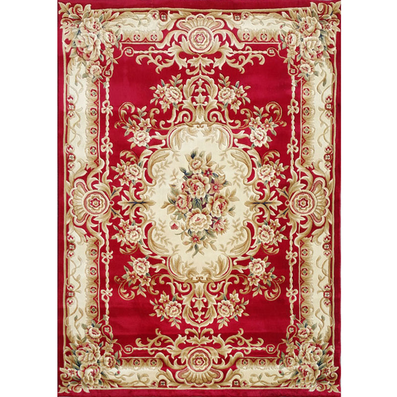 Multi-Colored Olden Rug Polypropylene Floral Printed Area Carpet Non-Slip Backing Pet Friendly Rug for Decoration Red Clearhalo 'Area Rug' 'Rugs' 'Shabby Chic' Rug' 2242810