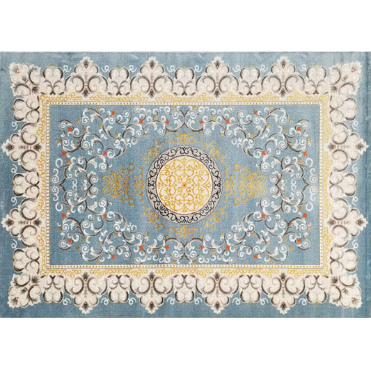 Vintage Living Room Rug Multi-Color Polypropylene Area Carpet Pet Friendly Machine Washable Rug Blue Clearhalo 'Area Rug' 'Rugs' 'Shabby Chic' Rug' 2242837