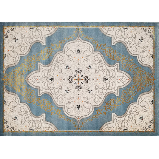 Vintage Living Room Rug Multi-Color Polypropylene Area Carpet Pet Friendly Machine Washable Rug Light Blue-Yellow Clearhalo 'Area Rug' 'Rugs' 'Shabby Chic' Rug' 2242839