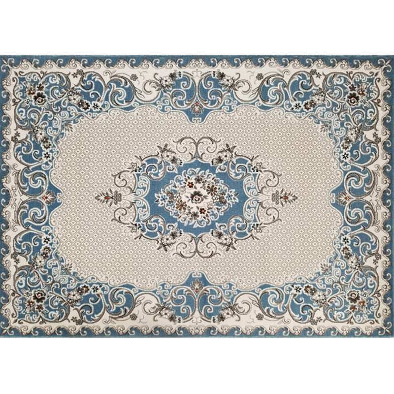 Vintage Living Room Rug Multi-Color Polypropylene Area Carpet Pet Friendly Machine Washable Rug Sky Blue Clearhalo 'Area Rug' 'Rugs' 'Shabby Chic' Rug' 2242841