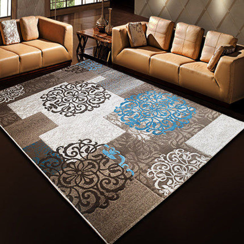 Classic Multicolor Olden Rug Synthetics Geometric Print Area Rug Pet Friendly Machine Washable Carpet for Parlor Blue-Brown Clearhalo 'Area Rug' 'Rugs' 'Shabby Chic' Rug' 2242857