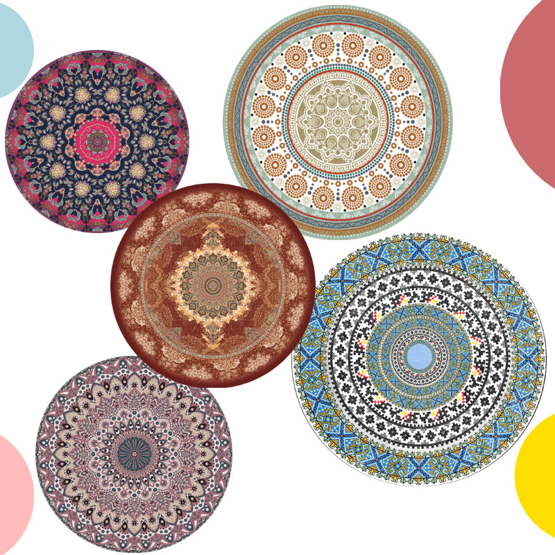 Moroccan Tribal Print Rug Multi-Color Polyster Area Carpet Non-Slip Backing Washable Indoor Rug for Parlor Clearhalo 'Area Rug' 'Moroccan' 'Rugs' Rug' 2242859