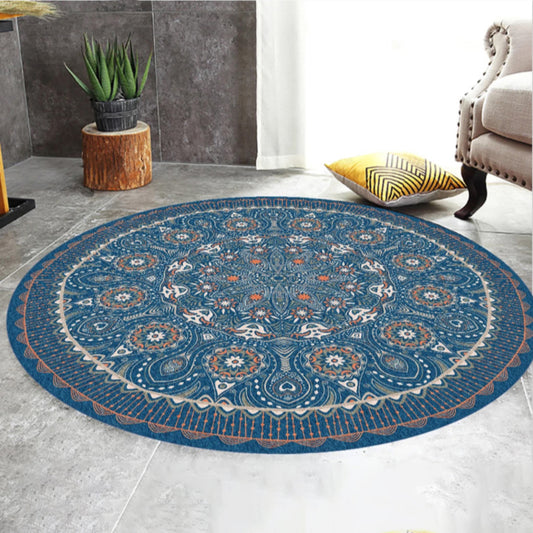 Moroccan Tribal Print Rug Multi-Color Polyster Area Carpet Non-Slip Backing Washable Indoor Rug for Parlor Dark Blue Clearhalo 'Area Rug' 'Moroccan' 'Rugs' Rug' 2242870