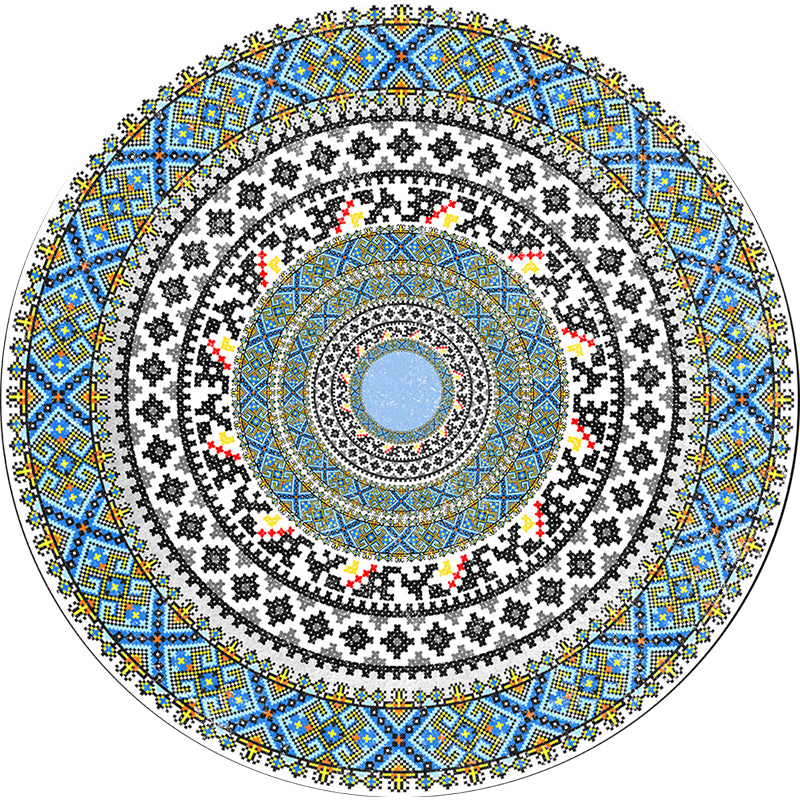 Moroccan Tribal Print Rug Multi-Color Polyster Area Carpet Non-Slip Backing Washable Indoor Rug for Parlor Peacock Blue Clearhalo 'Area Rug' 'Moroccan' 'Rugs' Rug' 2242873