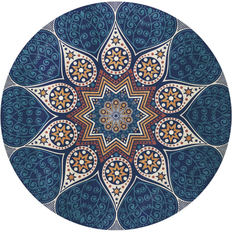 Moroccan Tribal Print Rug Multi-Color Polyster Area Carpet Non-Slip Backing Washable Indoor Rug for Parlor Royal Blue Clearhalo 'Area Rug' 'Moroccan' 'Rugs' Rug' 2242875