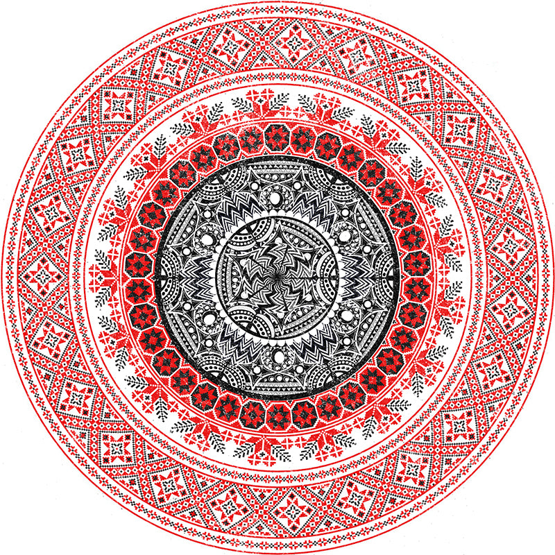 Moroccan Tribal Print Rug Multi-Color Polyster Area Carpet Non-Slip Backing Washable Indoor Rug for Parlor Watermelon Red Clearhalo 'Area Rug' 'Moroccan' 'Rugs' Rug' 2242876