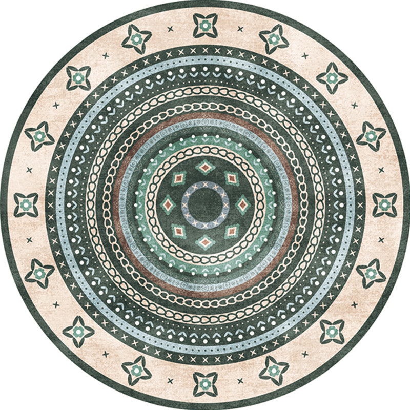 Multi Colored Moroccan Rug Polypropylene Tribal Print Carpet Non-Slip Backing Pet Friendly Indoor Rug for Bedroom Green Clearhalo 'Area Rug' 'Moroccan' 'Rugs' Rug' 2242889