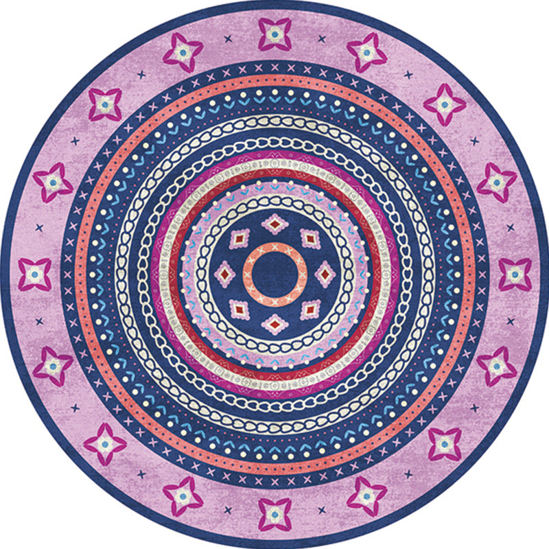 Multi Colored Moroccan Rug Polypropylene Tribal Print Carpet Non-Slip Backing Pet Friendly Indoor Rug for Bedroom Purple Clearhalo 'Area Rug' 'Moroccan' 'Rugs' Rug' 2242896