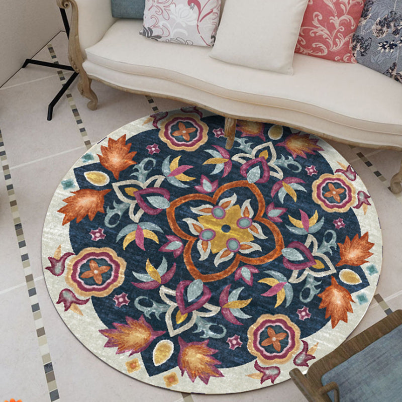 Vintage Multi Color Tribal Rug Polypropylene Americana Carpet Anti-Slip Pet Friendly Stain-Resistant Rug for Parlor Royal Blue Clearhalo 'Area Rug' 'Moroccan' 'Rugs' Rug' 2242899