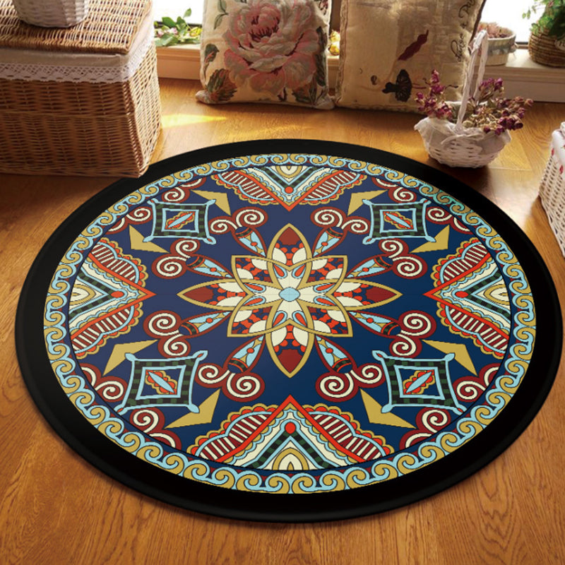 Vintage Multi Color Tribal Rug Polypropylene Americana Carpet Anti-Slip Pet Friendly Stain-Resistant Rug for Parlor Dark Blue Clearhalo 'Area Rug' 'Moroccan' 'Rugs' Rug' 2242912