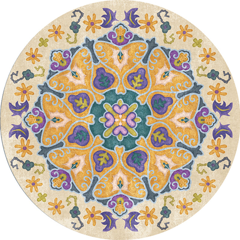 Ethnic Living Room Rug Multi-Color Tribal Pattern Carpet Synthetic Non-Slip Backing Easy Care Indoor Rug Light Yellow Clearhalo 'Area Rug' 'Moroccan' 'Rugs' Rug' 2242925