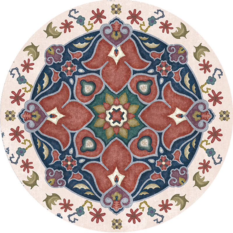 Ethnic Living Room Rug Multi-Color Tribal Pattern Carpet Synthetic Non-Slip Backing Easy Care Indoor Rug Dark Red Clearhalo 'Area Rug' 'Moroccan' 'Rugs' Rug' 2242929