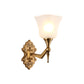 Traditional Flared Wall Mounted Lamp 1/2-Light Frosted Glass Shade Wall Sconce Light in Gold for Bathroom Clearhalo 'Wall Lamps & Sconces' 'Wall Lights' Lighting' 224294