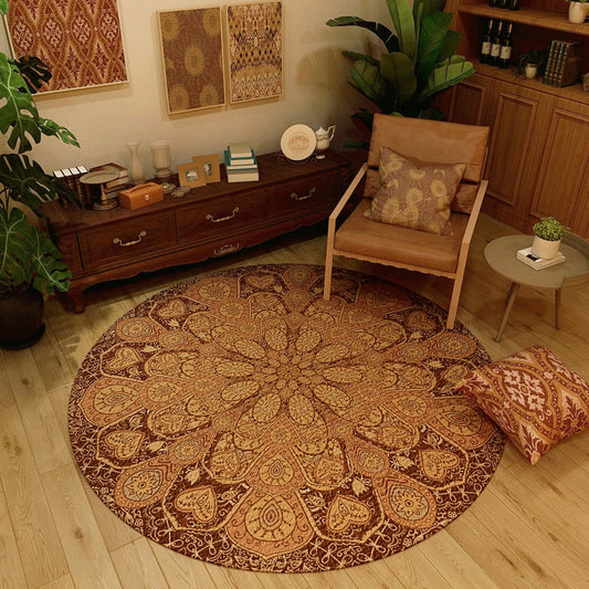 Classic Western Rug Multi-Colored Tribal Floral Print Rug Anti-Slip Backing Washable Area Carpet for Room Brown Clearhalo 'Area Rug' 'Moroccan' 'Rugs' Rug' 2242943