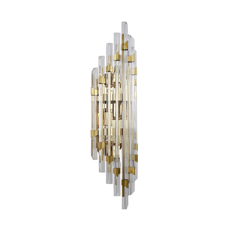 Clear Crystal Prism Wall Sconce Fixture Contemporary 4 Lights Wall Lamp in Gold for Corridor - Clearhalo - 'Modern wall lights' - 'Modern' - 'Wall Lamps & Sconces' - 'Wall Lights' - Lighting' - 224337